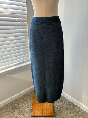 VTG Blue Willi's Women's Indigo Knit Denim Panel Maxi Skirt